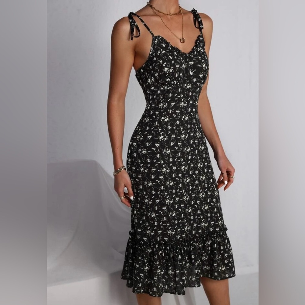 Ditsy Floral Black Dress